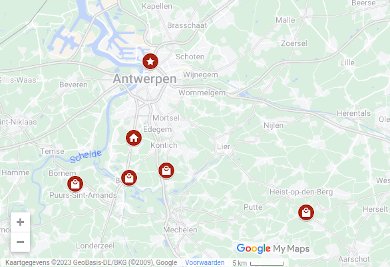 Kaart met onze aangename werkplekken