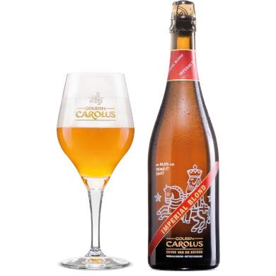 Uitgeschonken Gouden Carolus Imperial Blond in bijhorend glas