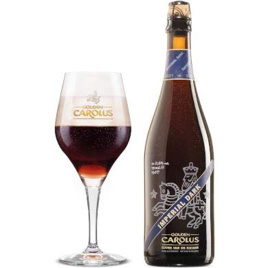 Uitgeschonken Gouden Carolus Imperial Dark in bijhorend glas