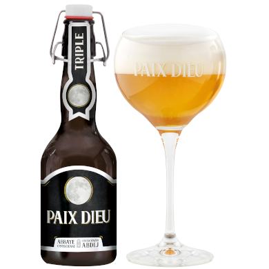 Uitgeschonken Paix Dieu in bijhorend bierglas