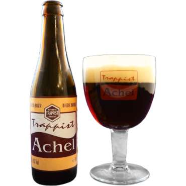 Uitgeschonken Achel Bruin in bijhorend kelkglas