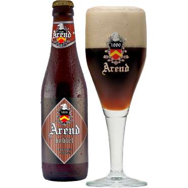 Uitgeschonken Arend Dubbel in bijhorend glas