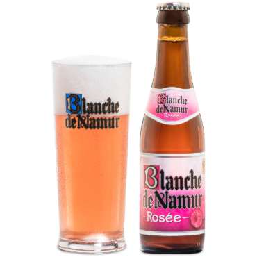 Uitgeschonken Blanche de Namur Rosée in bijhorend bierglas