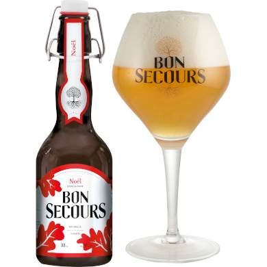 Uitgeschonken Bon Secours Blonde de Noël in bijhorend glas