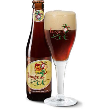 Uitgeschonken bruine Brugse Zot in bijhorend Brugse-Zotglas