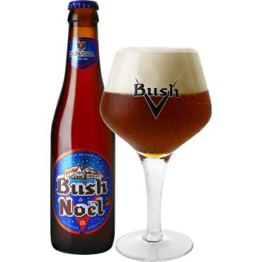 Bush de Noël uitgeschonken in Bushglas met flesje ernaast