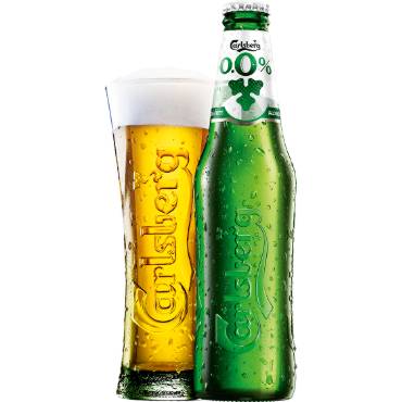 Uitgeschonken Carlsberg 0.0% in bijhorend Carlsbergglas