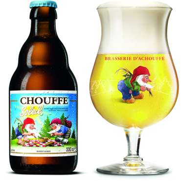 Uitgeschonken Chouffe Soleil in glas van Brasserie d'Achouffe