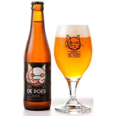 Uitgeschonken blonde Poes in bijhorend bierglas