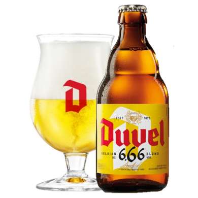 Duvel 666 met gevuld Duvelglas