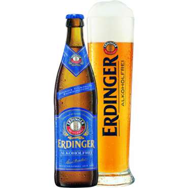 Uitgeschonken Erdinger Weissbier Alkoholfrei in bijhorend halveliterglas