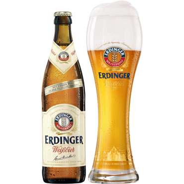 Uitgeschonken Erdinger Weissbräu Weißbier in bijhorend halveliterglas