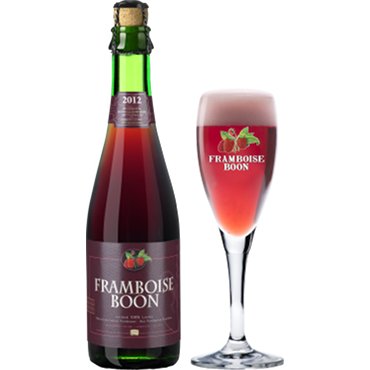 Uitgeschonken Framboise Boon in bijhorend glas