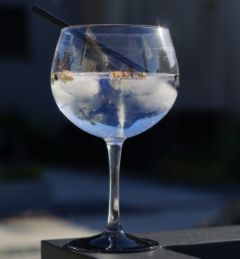 Glas met gin en een rietje