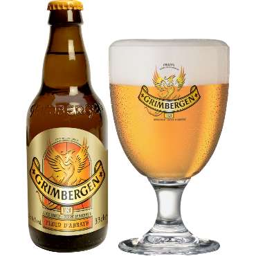 Uitgeschonken Grimbergen Fleur d’Abbaye in bijhorend kelkglas