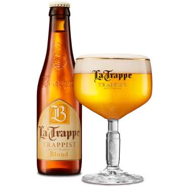 Uitgeschonken La Trappe Blond in bijhorend kelkglas
