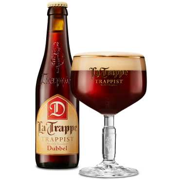 Uitgeschonken La Trappe Dubbel in bijhorend kelkglas