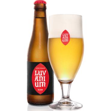 Uitgeschonken Luvanium Blond met fles ernaast