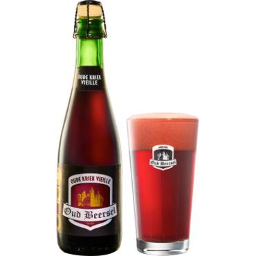 Uitgeschonken Oude Kriek Oud Beersel in bijhorend glas