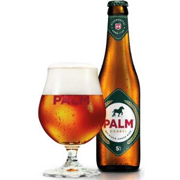 Uitgeschonken Dobbel Palm in bijhorend bol bierglas