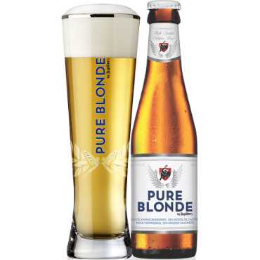 Uitgeschonken caloriearme Pure Blonde in bijhorend bierglas