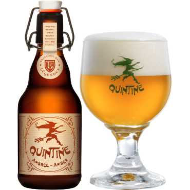 Uitgeschonken Quintine Amber in bijhorend bierglas