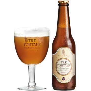 Uitgeschonken Tre Fontane Tripel in bijhorend kelkglas