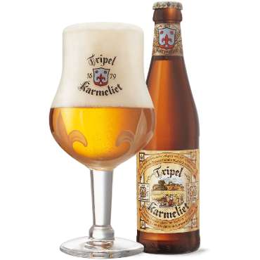 Uitgeschonken Tripel Karmeliet in bijhorend bierglas