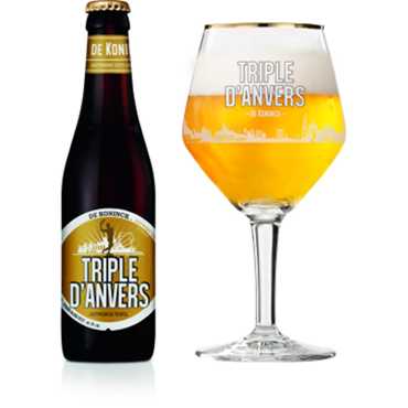 Uitgeschonken Triple d'Anvers naast flesje