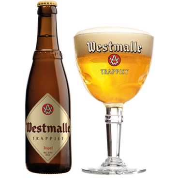 Uitgeschonken Westmalle Tripel in bijhorend glas