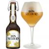 Uitgeschonken blonde Bon Secours Prestige in bijhorend glas