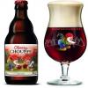 Uitgeschonken Cherry Chouffe in glas van Brasserie d'Achouffe
