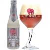 Uitgeschonken Delirium Argentum in bijhorend slurfglas met roze olifant