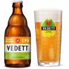 Gevuld Vedettglas met flesje Vedett Extra Ordinary IPA